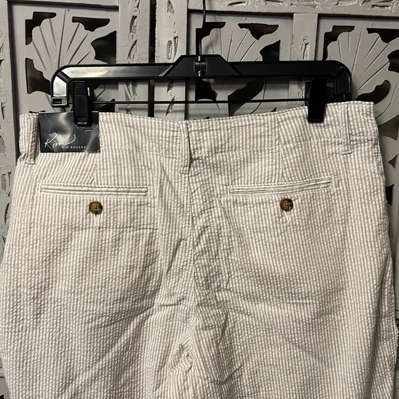 KIM ROGERS CUTE CREAM & TAN STRIPED COMFY COTTON LIGHTWEIGHT STRETCHY SHORTS - Picture 8 of 8